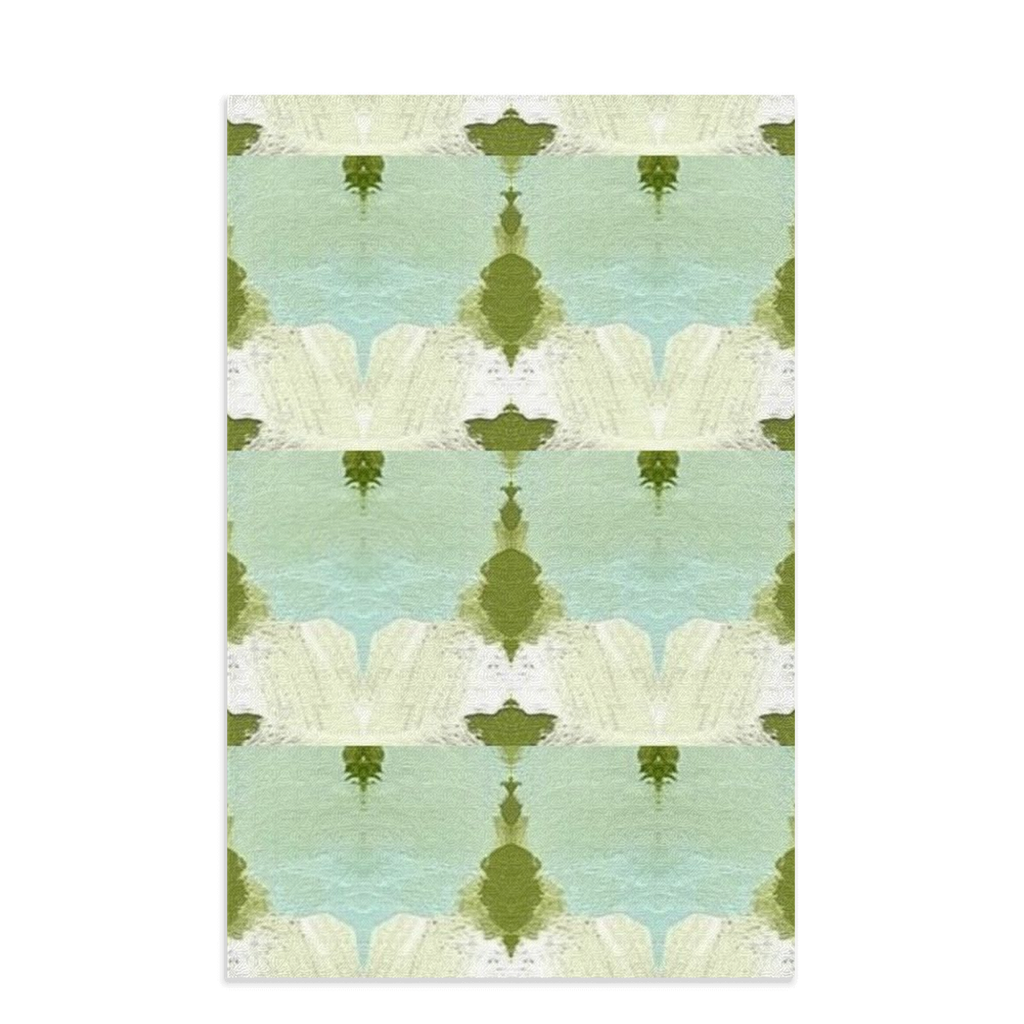 Modern green and white floral waffle weave kitchen towel