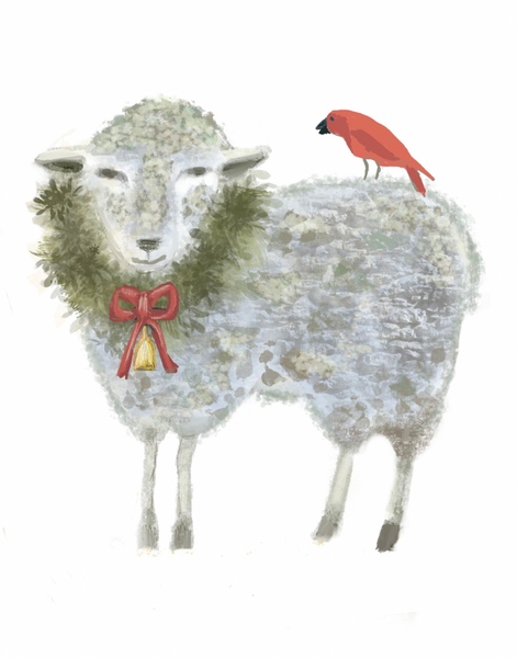Christmas Sheep Art Print