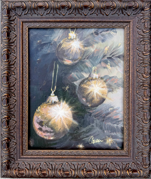 Christmas Glow Shining Ornaments Original Painting