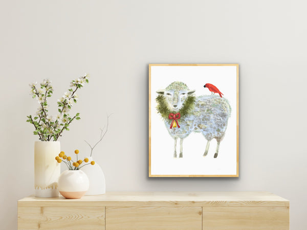 Christmas Sheep Art Print