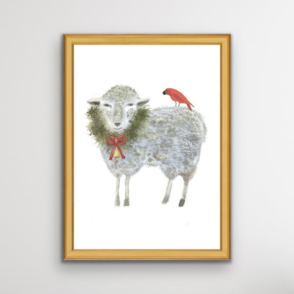 Christmas Sheep Art Print