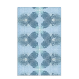 Blue and white waffle weave kitchen towel