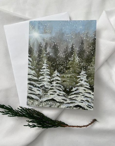 Snowy Forest 10 Folded Christmas Cards