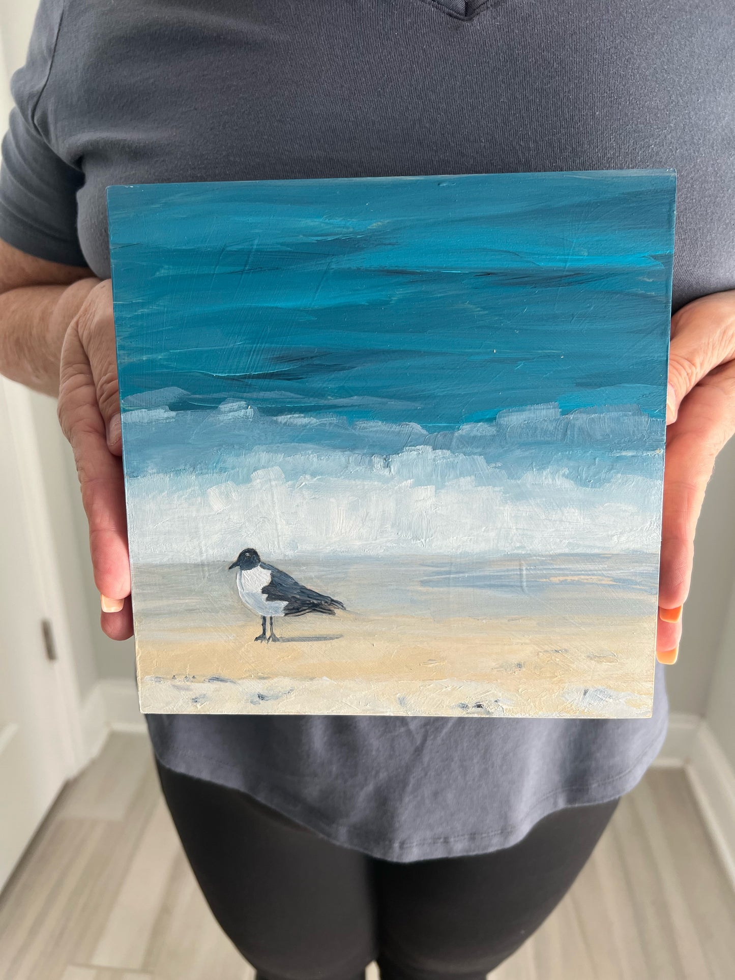 Walking on Sunshine original coastal beach bird painting