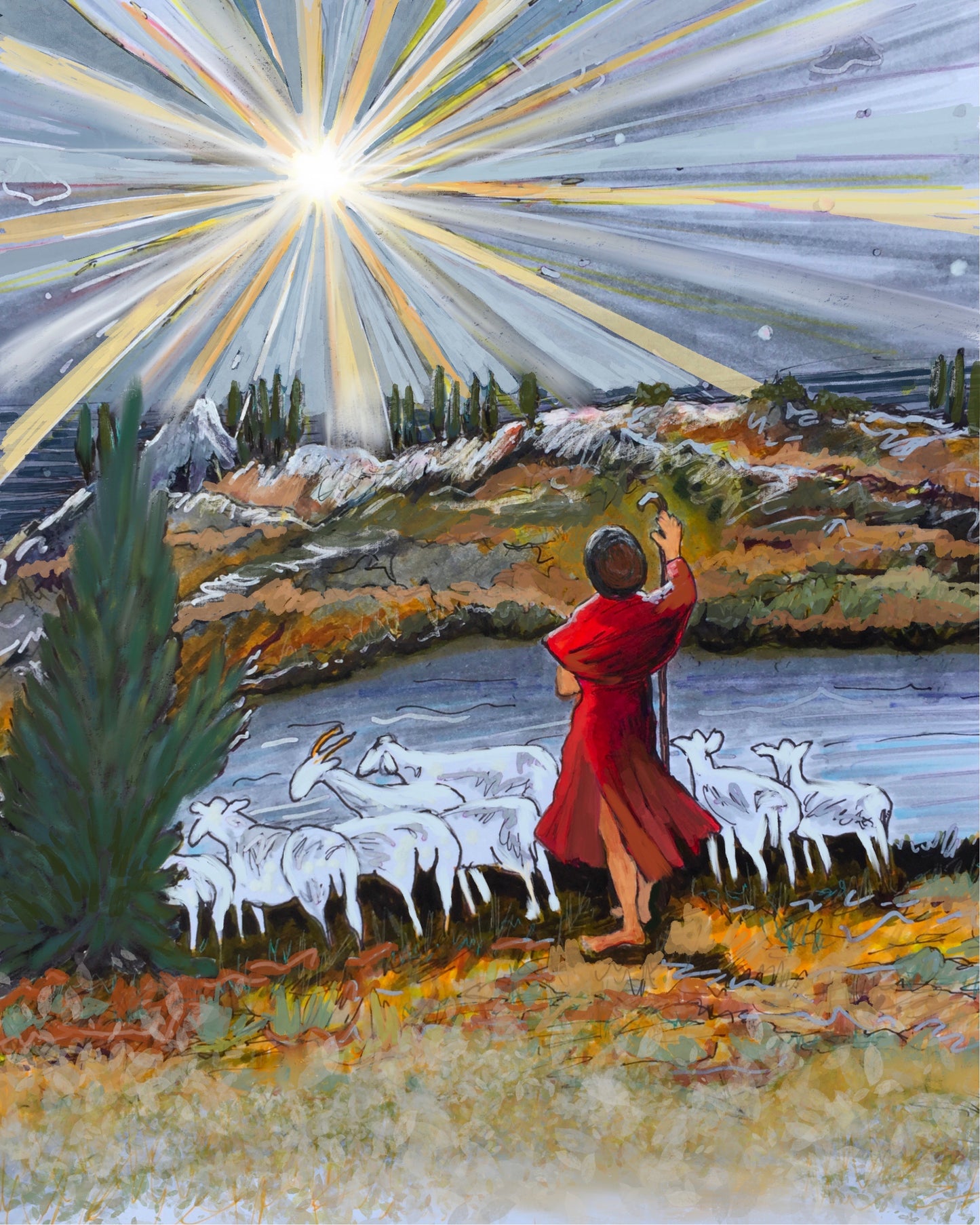 "O Holy Night" Shepherd Christmas Art Print