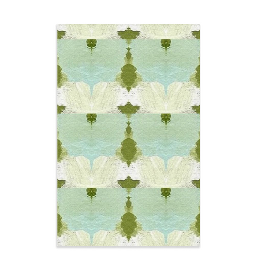 Modern green and white floral waffle weave kitchen towel