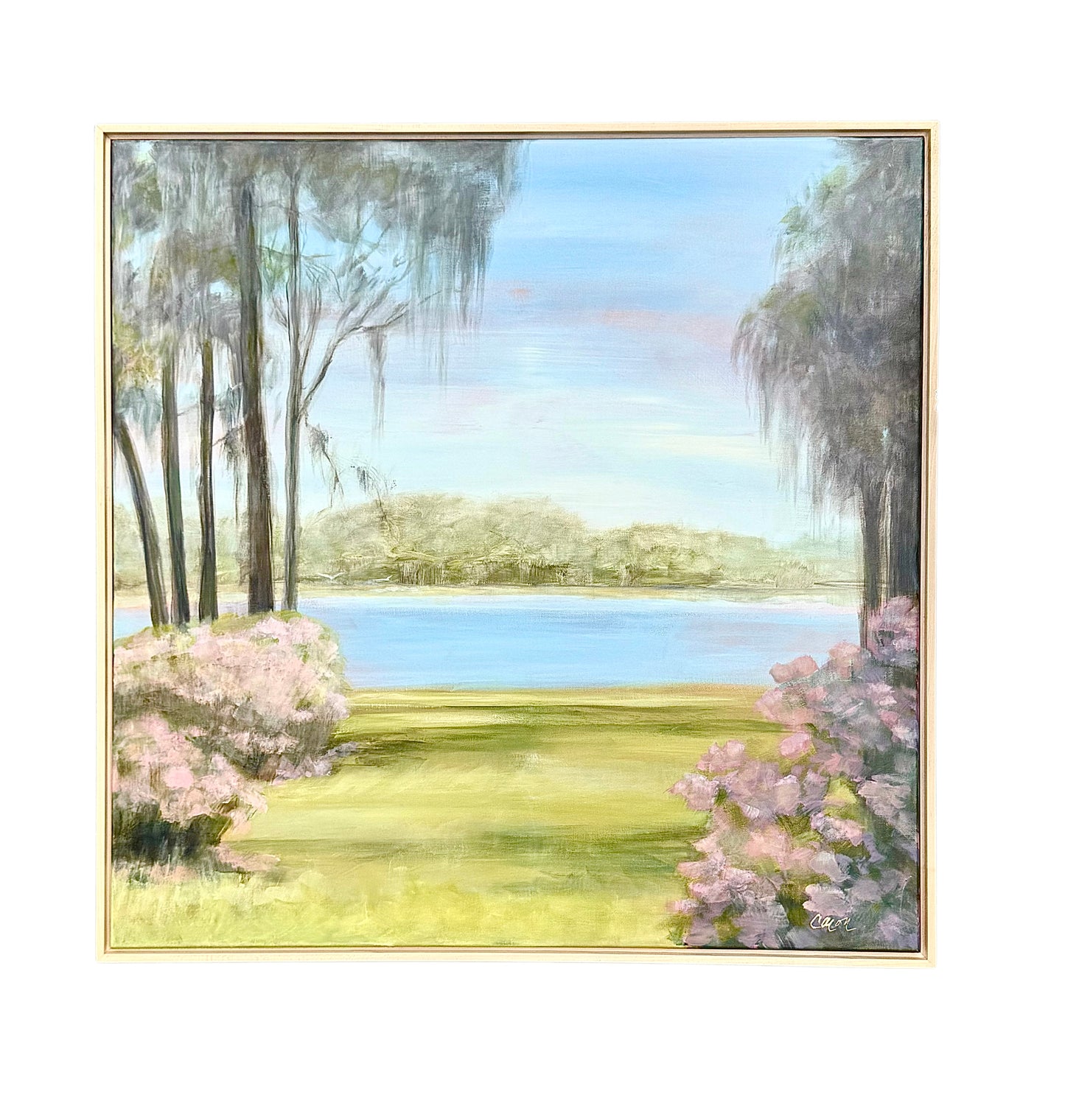 "At Ease" original lake painting 30 x 30