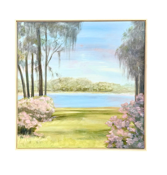 "At Ease" original lake painting 30 x 30
