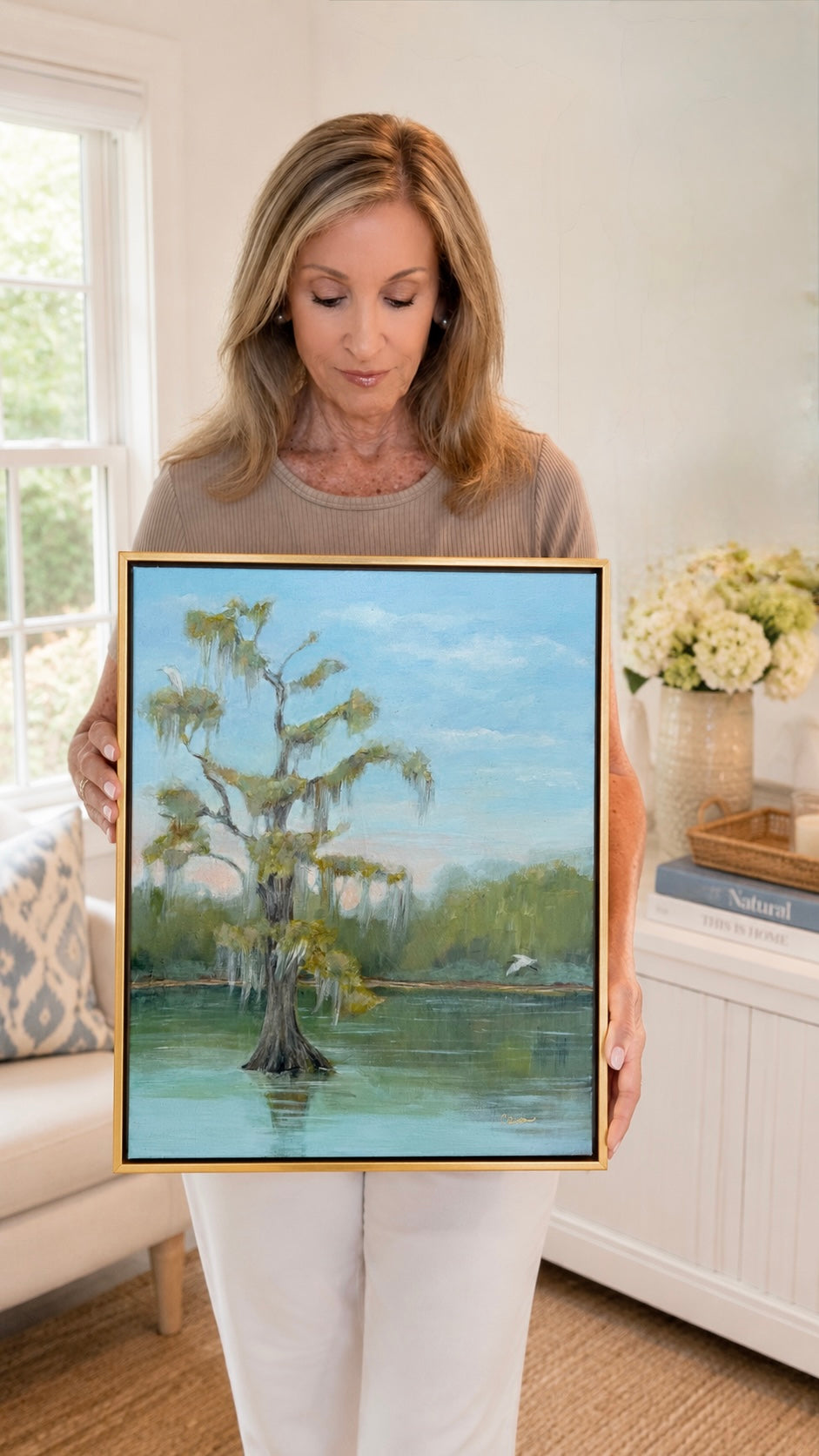 Bald Cypress original lake painting 16 x 20"