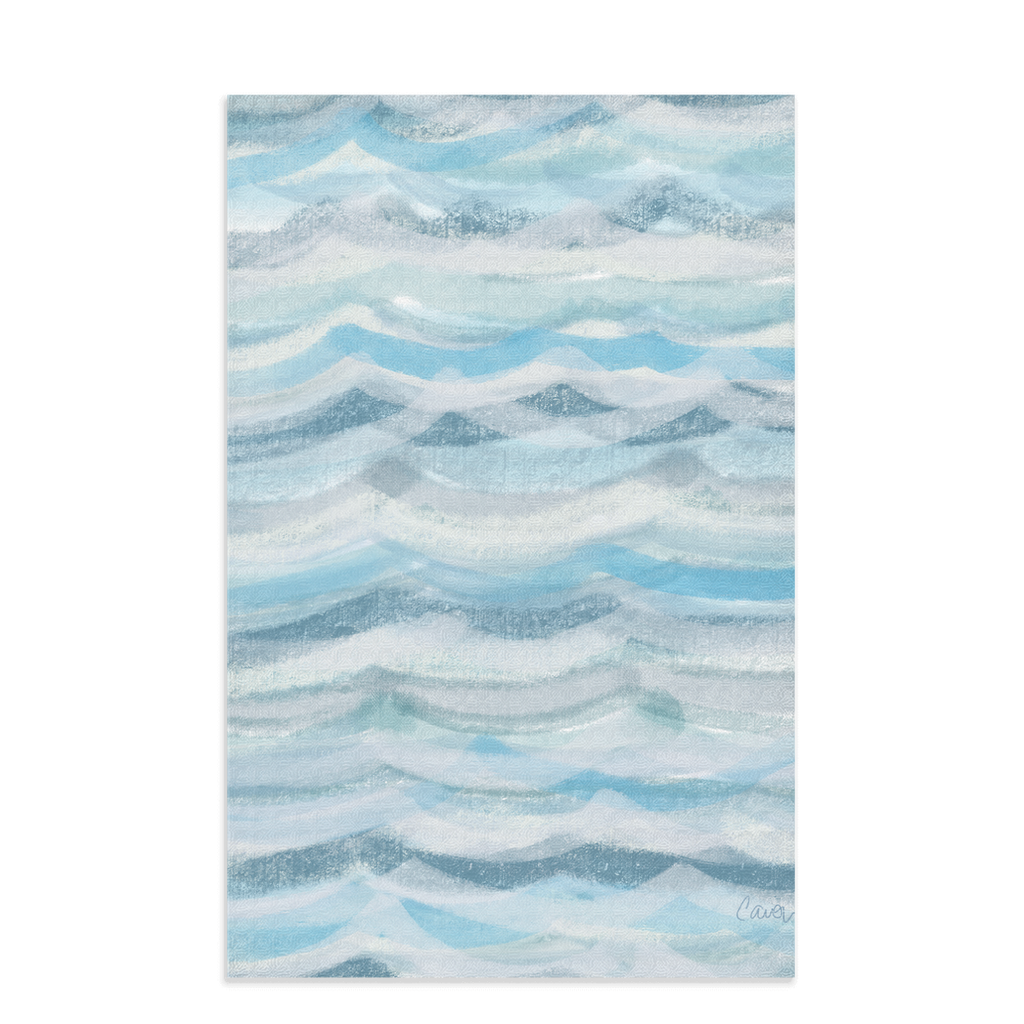 Wave pattern waffle weave kitchen towel
