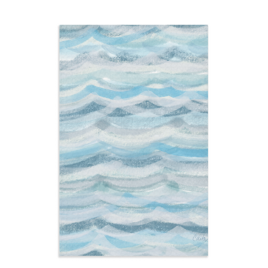 Wave pattern waffle weave kitchen towel