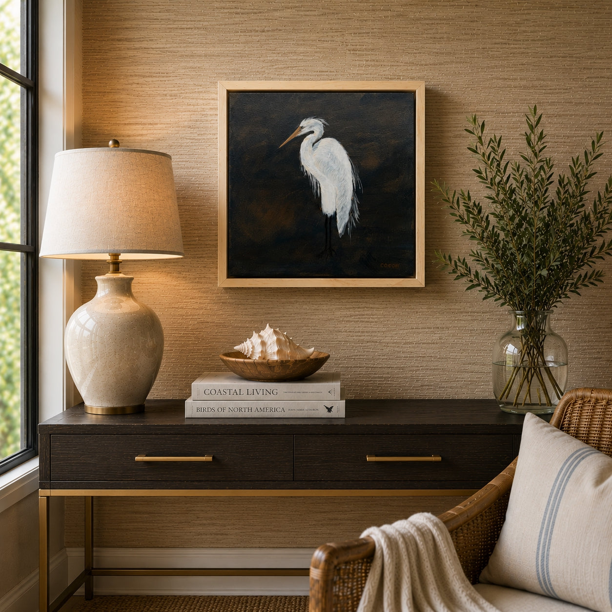 White Egret original painting