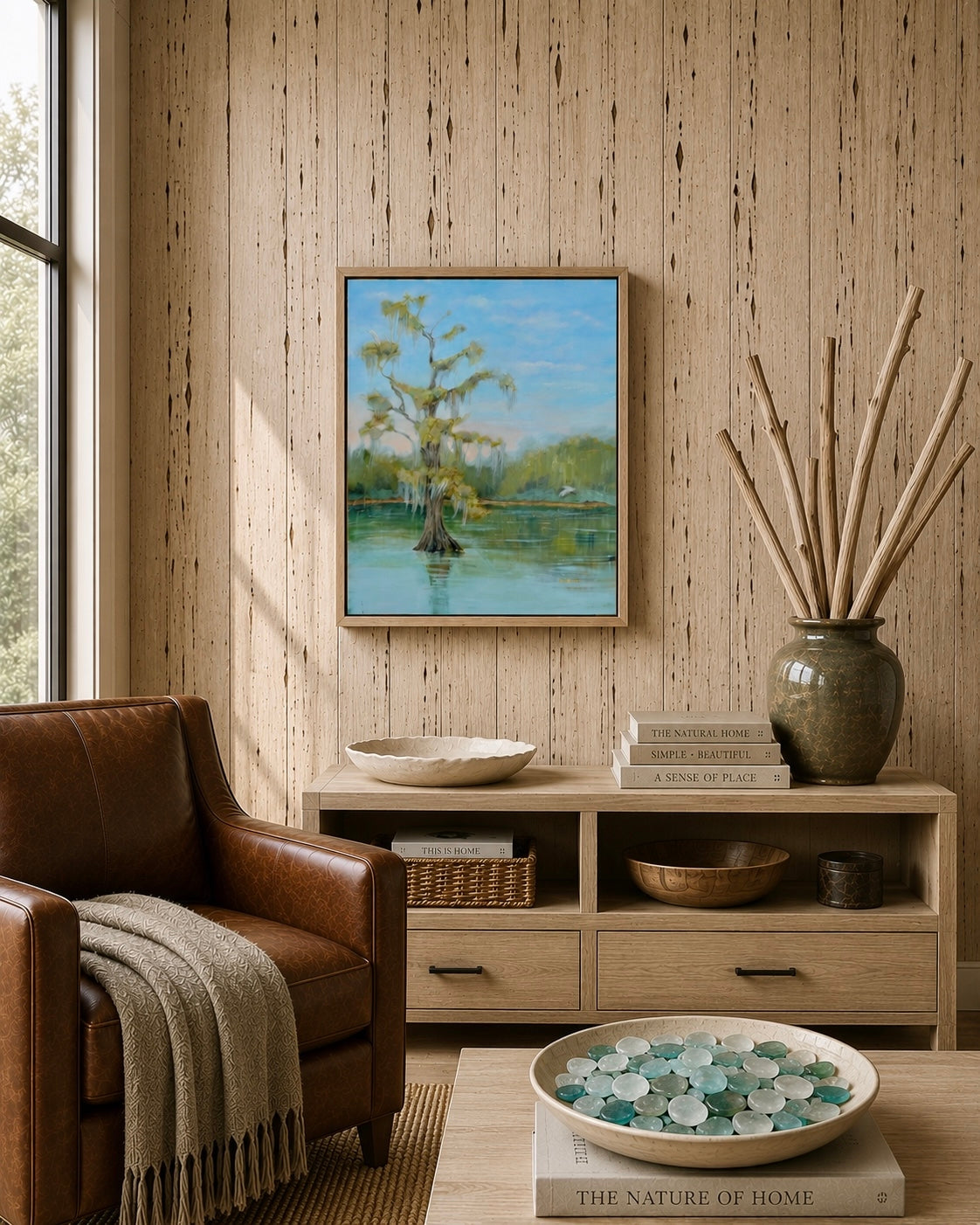 Bald Cypress original lake painting 16 x 20"