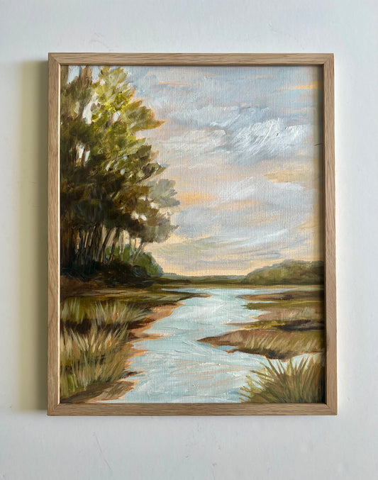 Grasslands No. 1 -11x 14" original landscape painting in solid wood frame