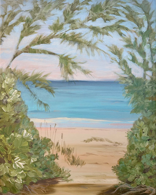 "Beach Side" original coastal beach painting