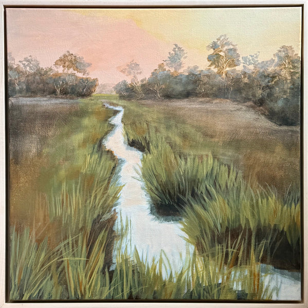 "Hidden Retreat" coastal marsh original painting 21x21