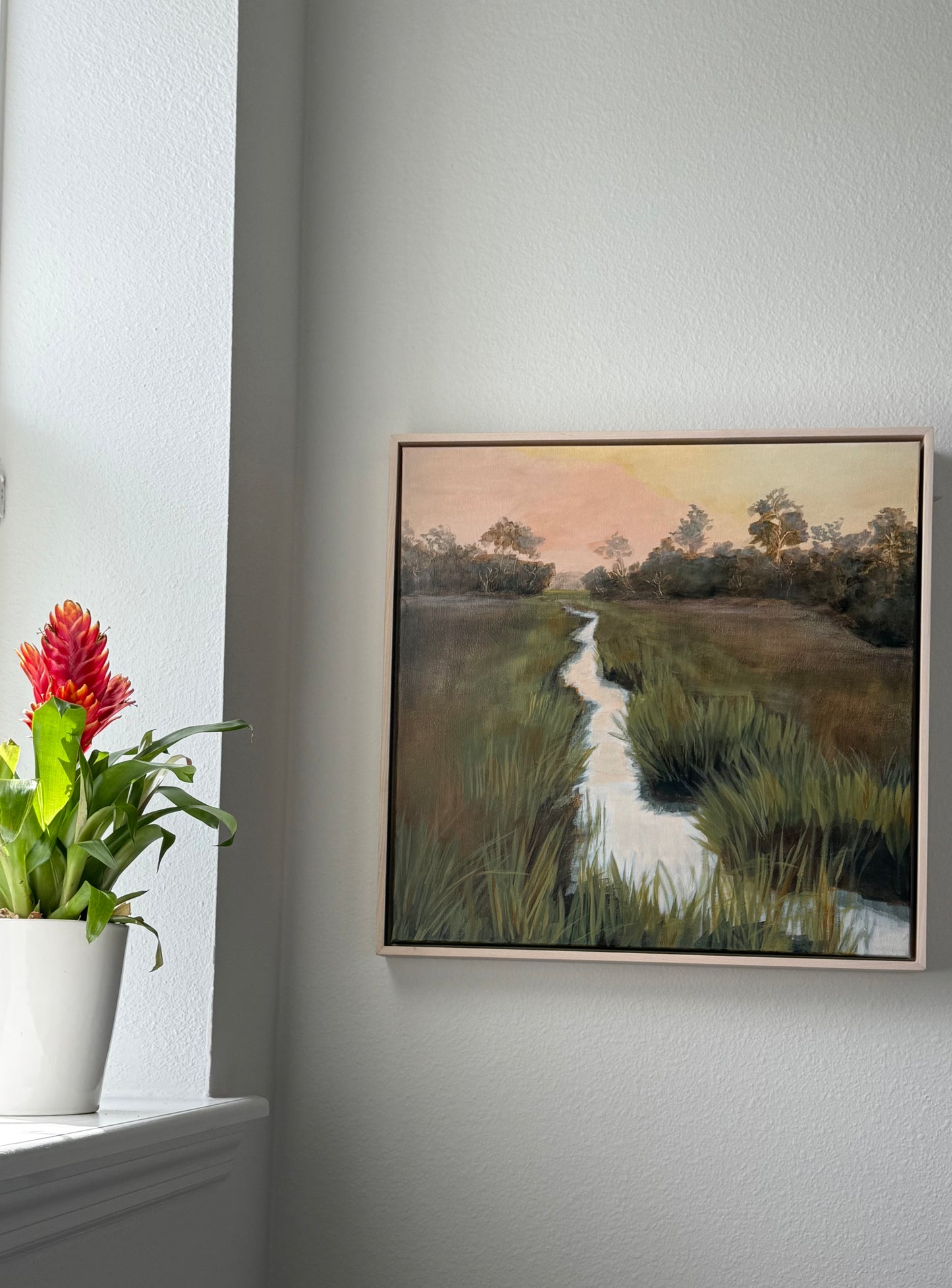 "Hidden Retreat" coastal marsh original painting 21x21