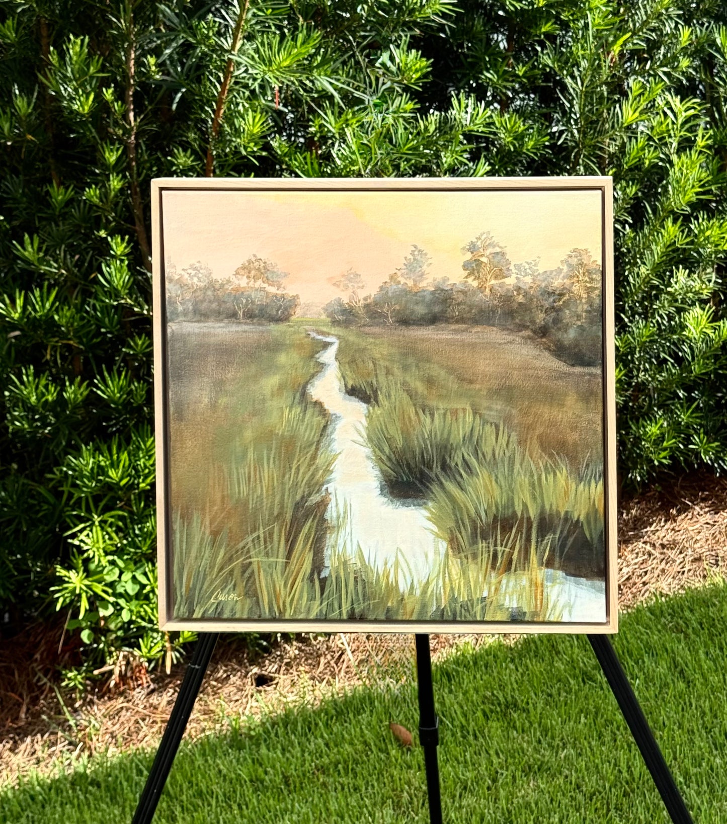 "Hidden Retreat" coastal marsh original painting 21x21