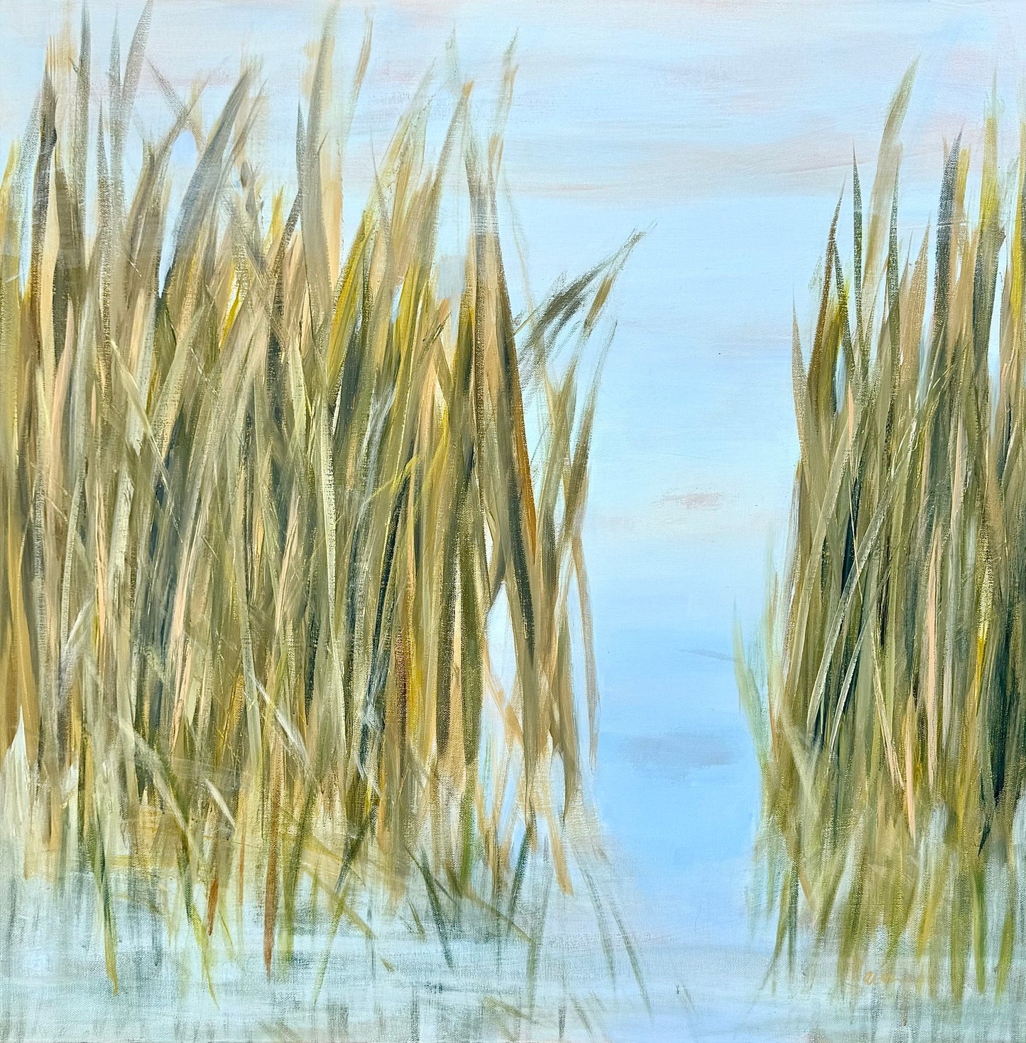 Shore Lines Coastal Marsh Grass Original Painting 30 x 30