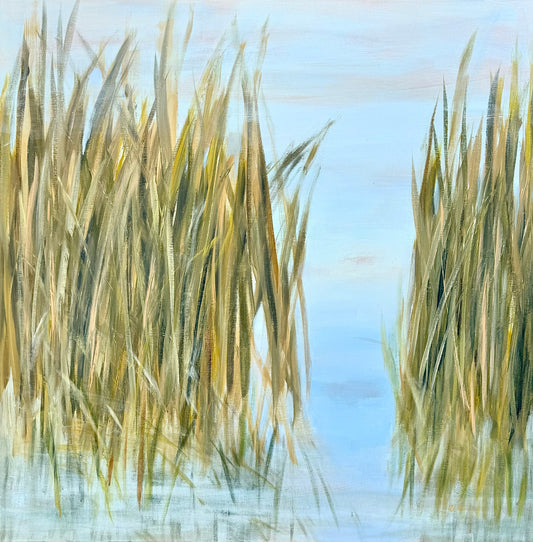 Shore Lines Coastal Marsh Grass Original Painting 30 x 30