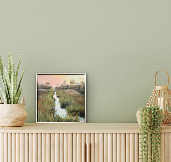 "Hidden Retreat" coastal marsh original painting 21x21