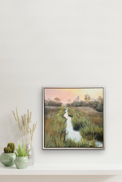 "Hidden Retreat" coastal marsh original painting 21x21