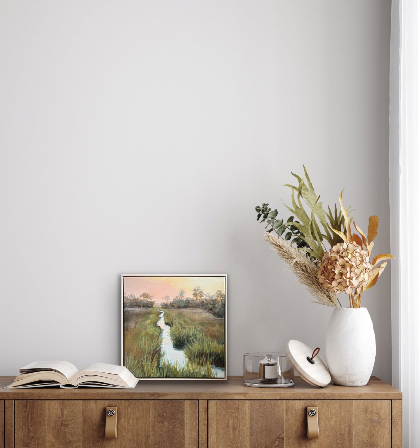 "Hidden Retreat" coastal marsh original painting 21x21