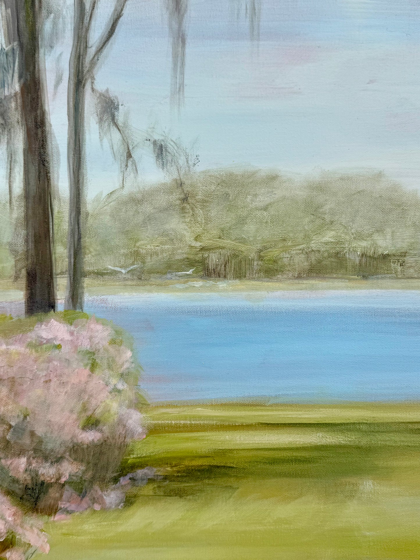 "At Ease" original lake painting 30 x 30