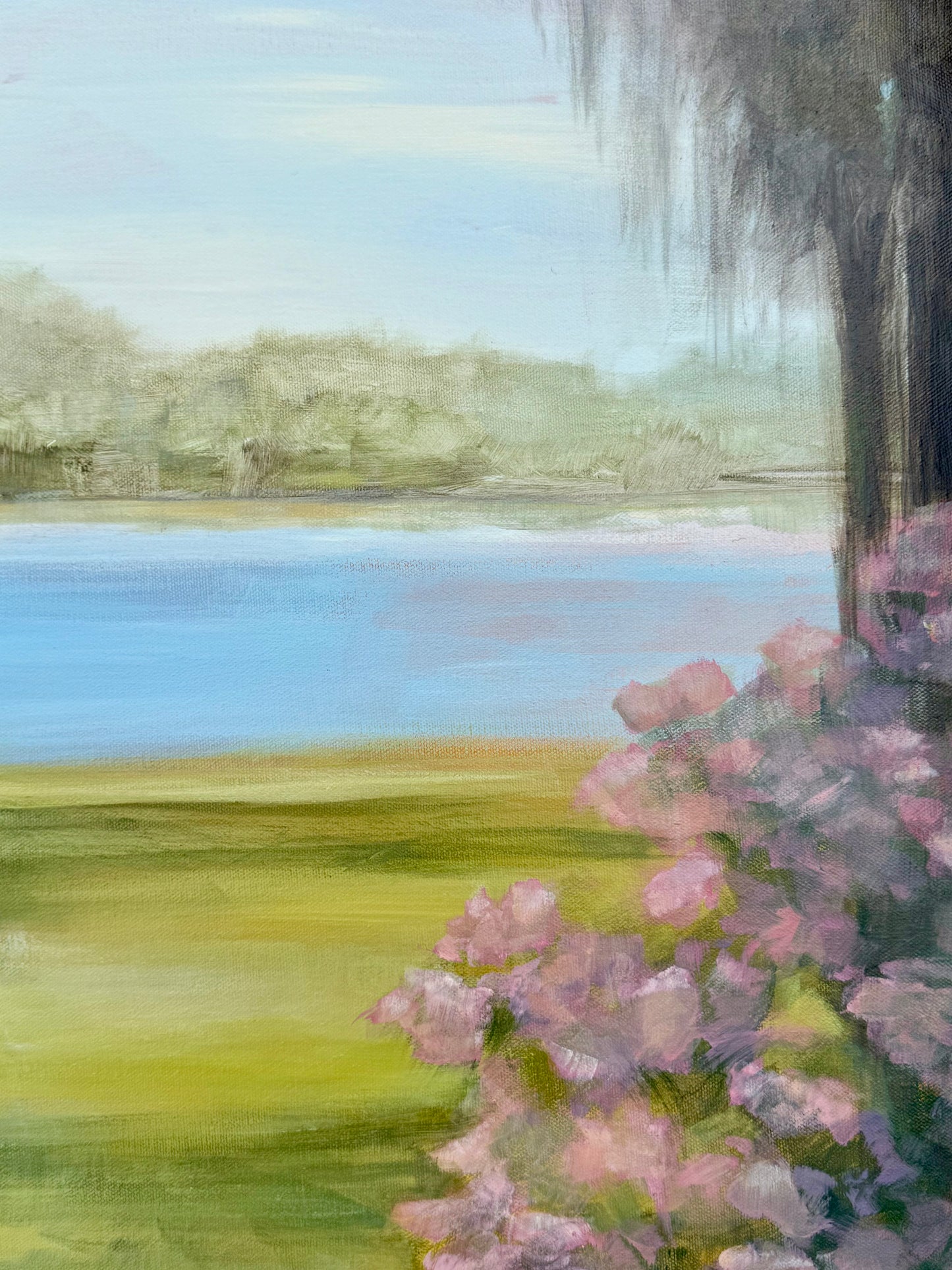 "At Ease" original lake painting 30 x 30