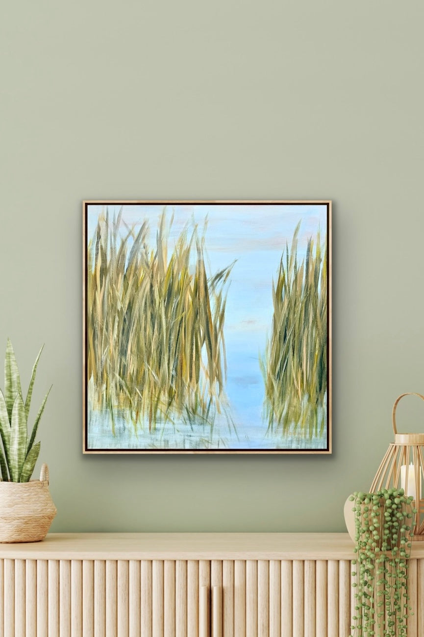 Shore Lines Coastal Marsh Grass Original Painting 30 x 30