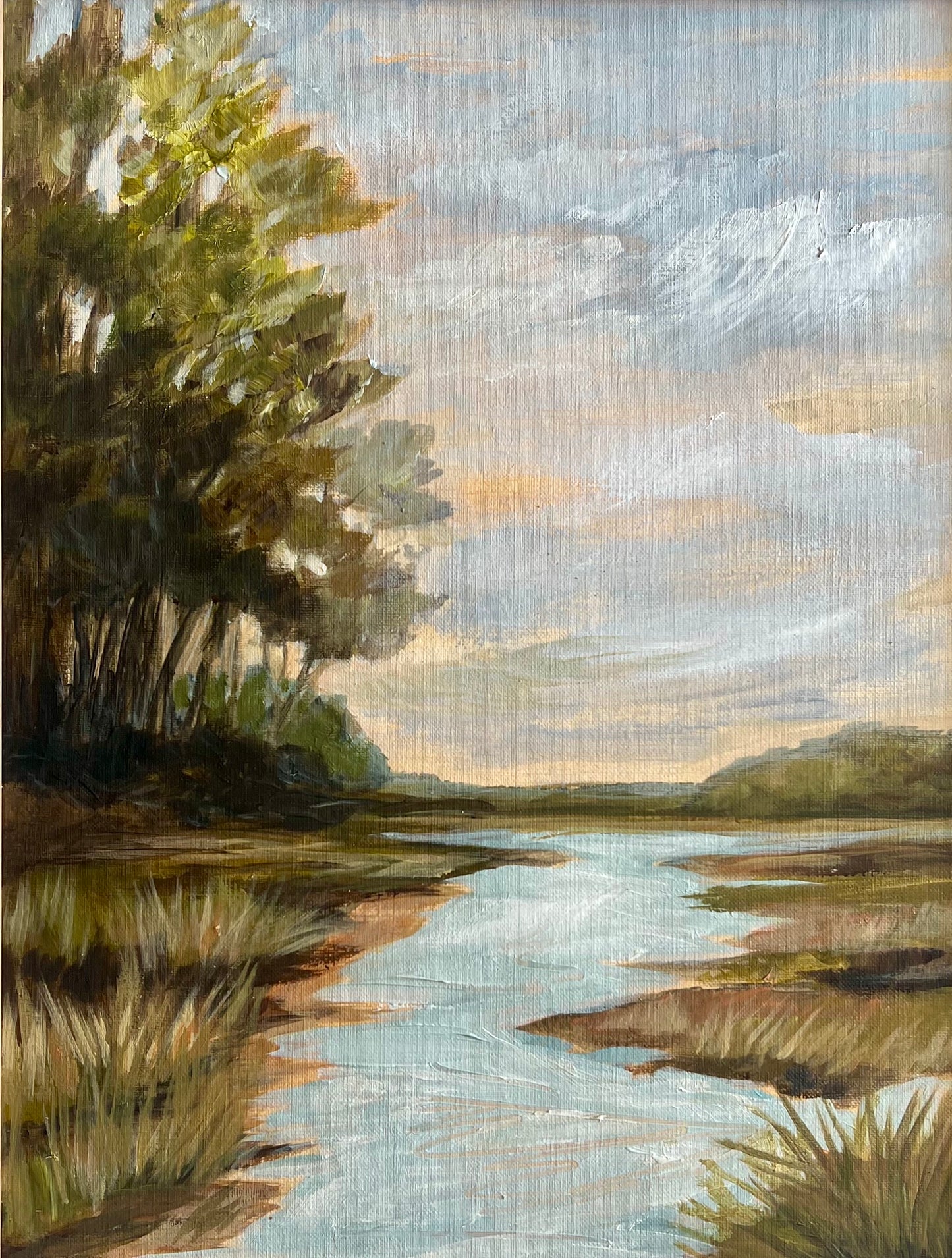 Grasslands No. 1 -11x 14" original landscape painting in solid wood frame