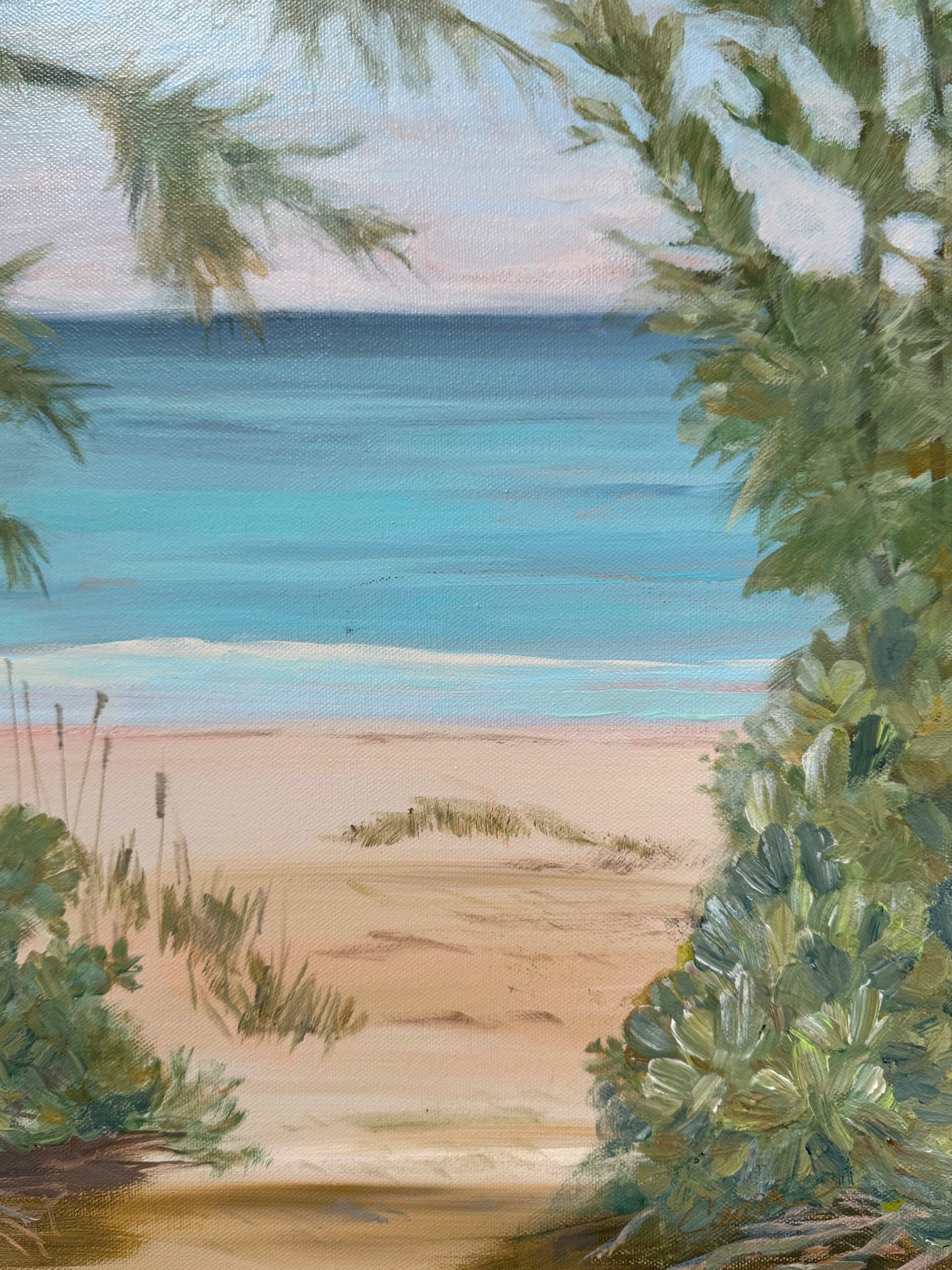 "Beach Side" original coastal beach painting