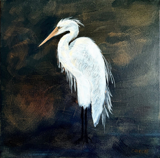 White Egret original painting