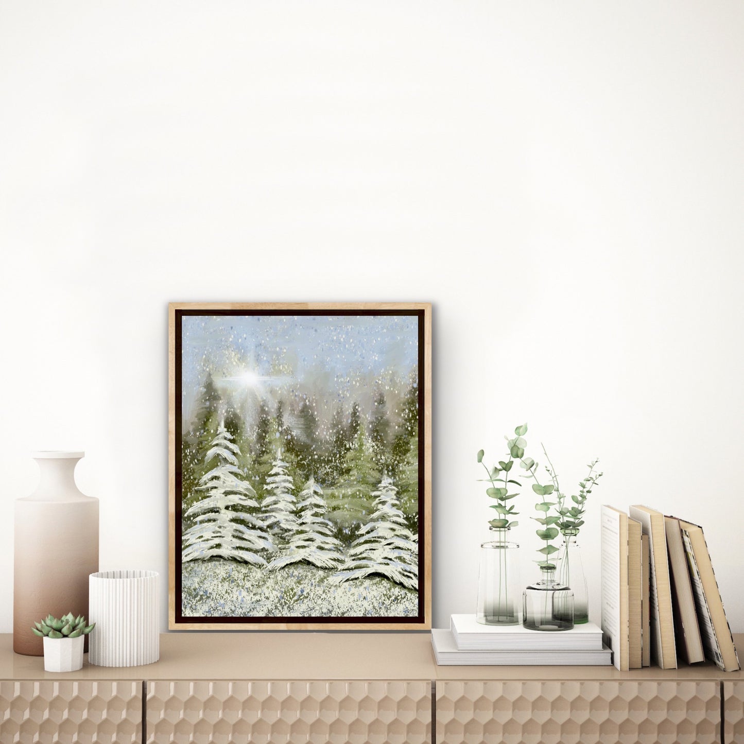 Snowy Forest Christmas Trees Print