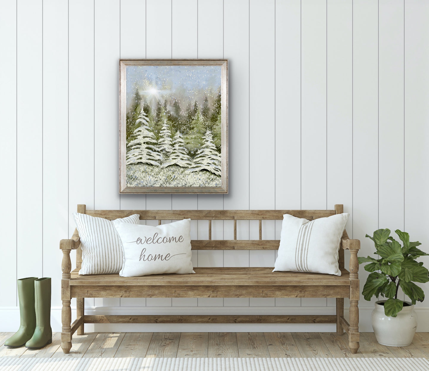 Snowy Forest Christmas Trees Print