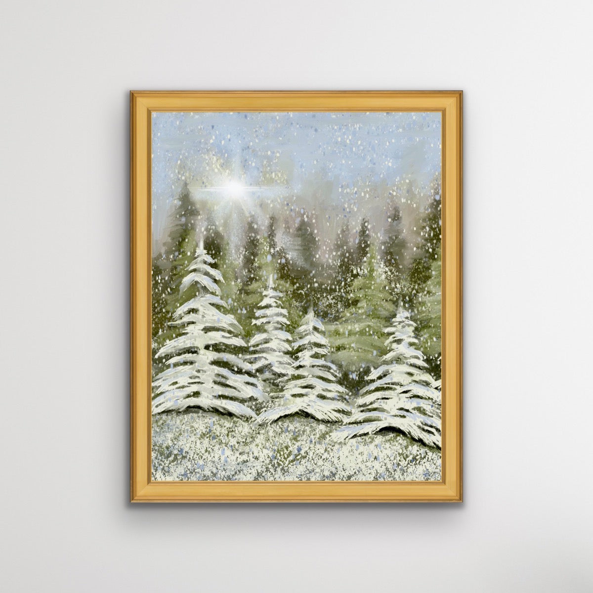 Snowy Forest Christmas Trees Print