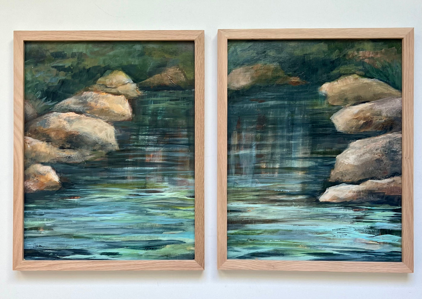 Stepping Stones II original river painting