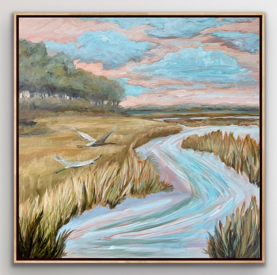 Sweetwater Dreams 30 x 30" original coastal marsh painting