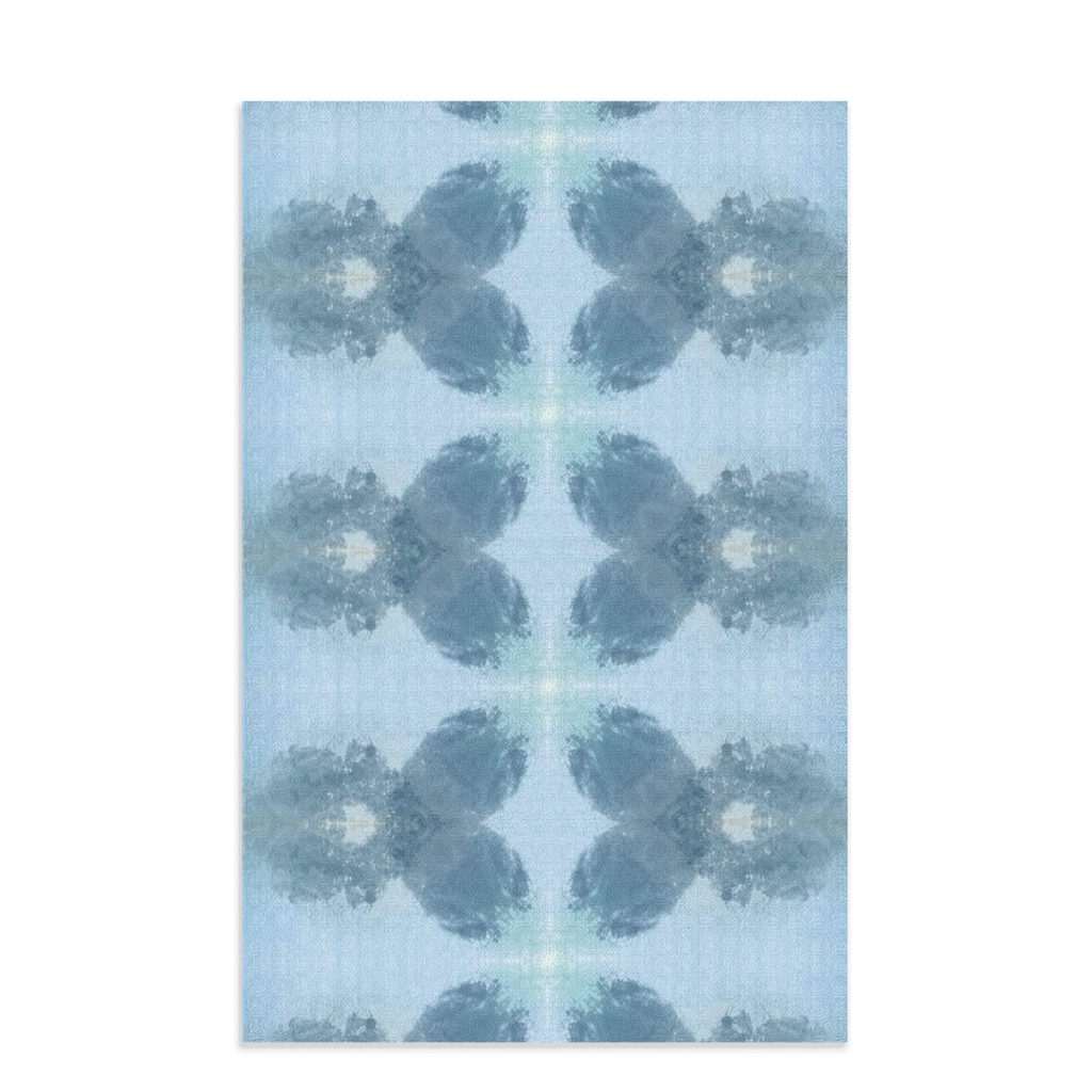 Blue and white waffle weave kitchen towel
