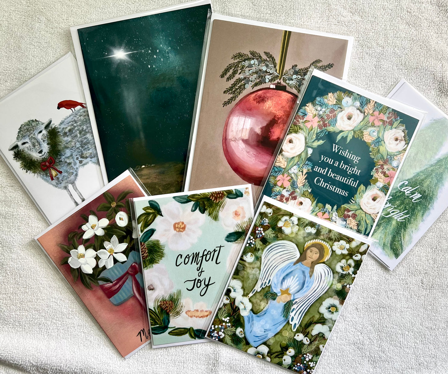 Snowy Forest Folded Christmas Trees Card set (10)