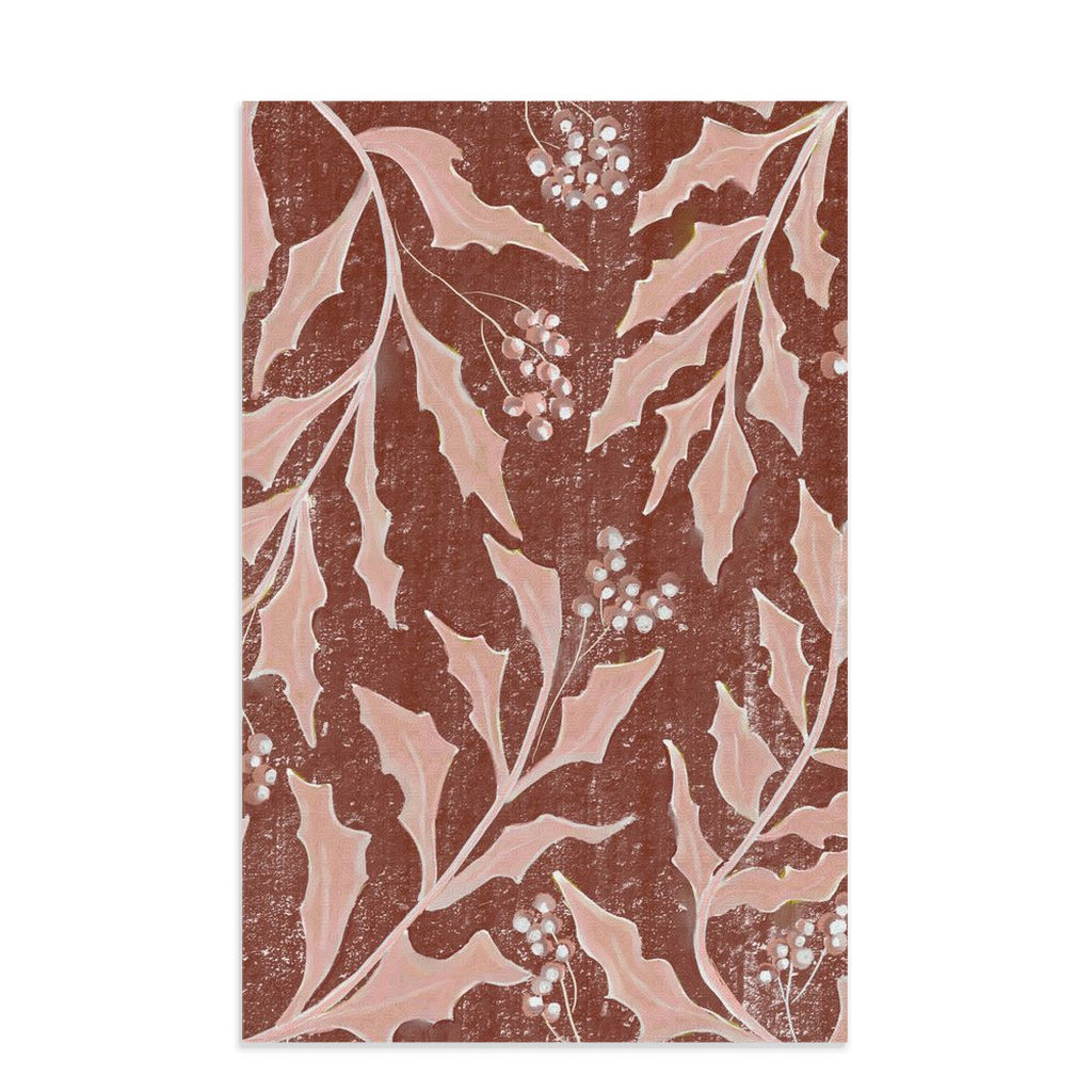 Crimson holly waffle weave Christmas kitchen towel