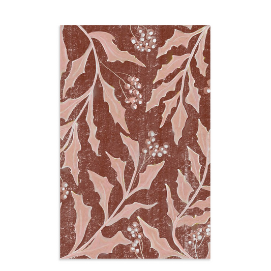 Crimson holly waffle weave Christmas kitchen towel