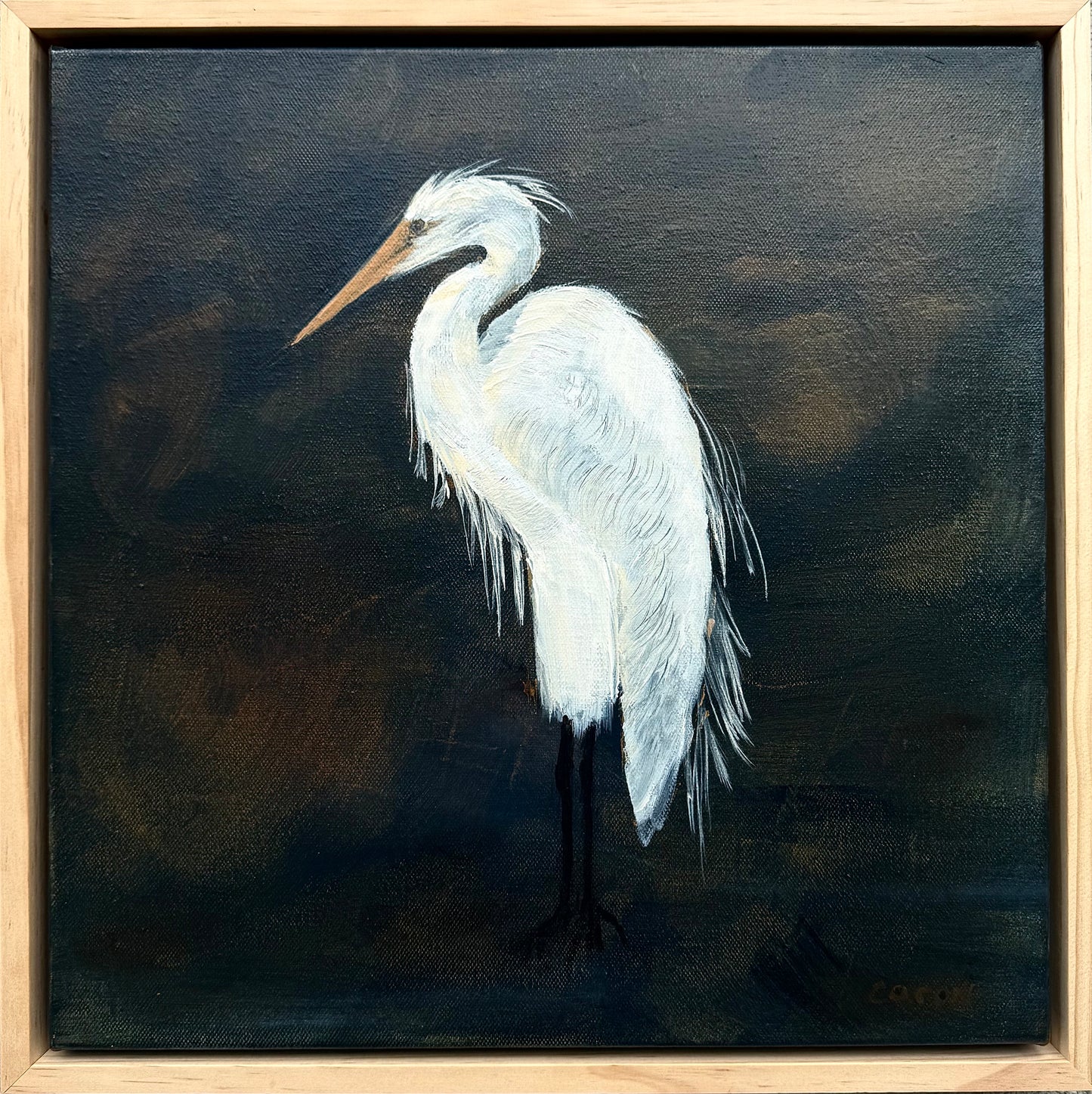 White Egret original painting