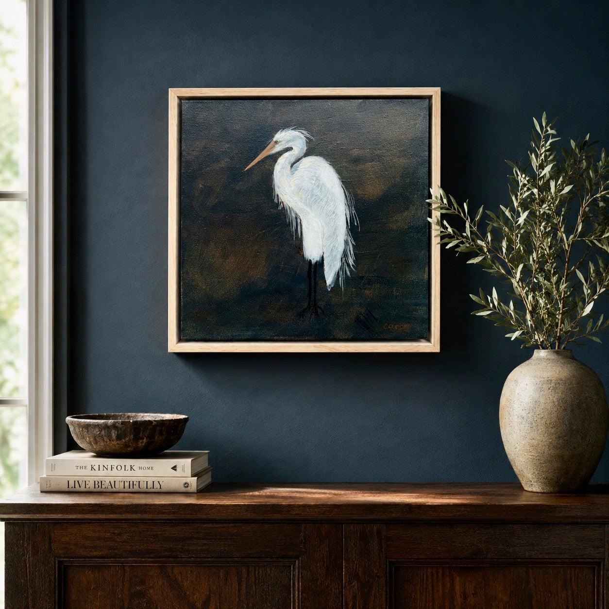 White Egret original painting