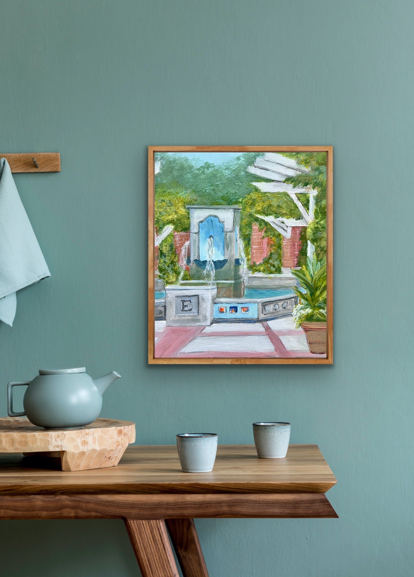 Winter Garden Plaza Fountain original painting