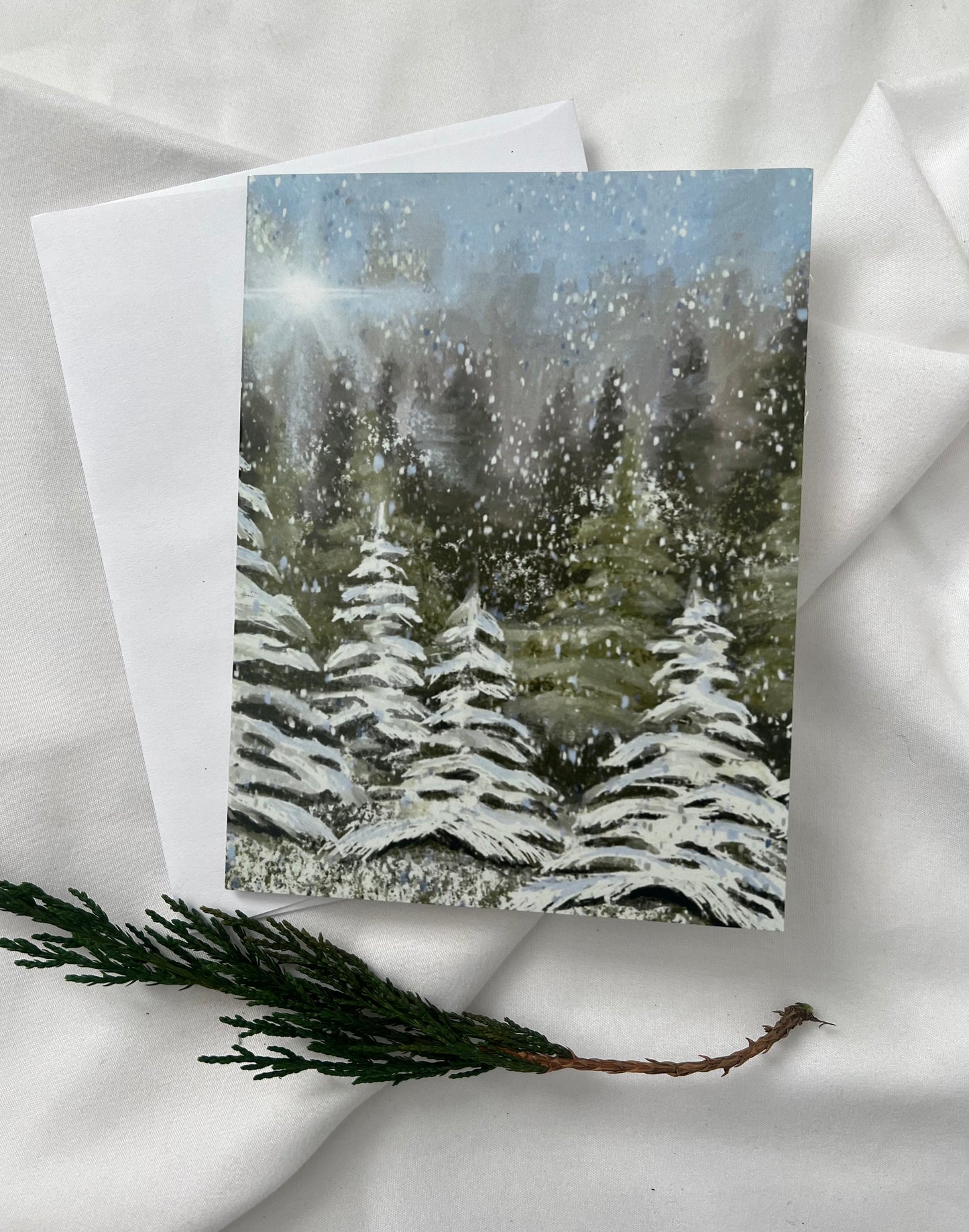 Snowy Forest Folded Christmas Trees Card set (10)