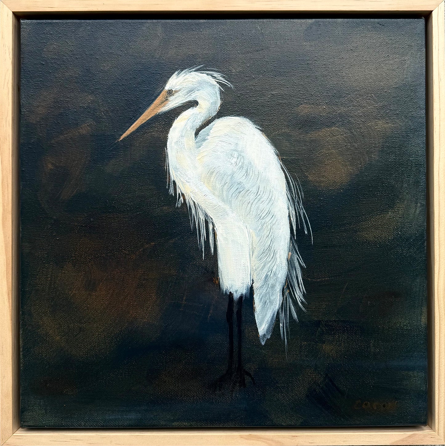 White Egret original painting