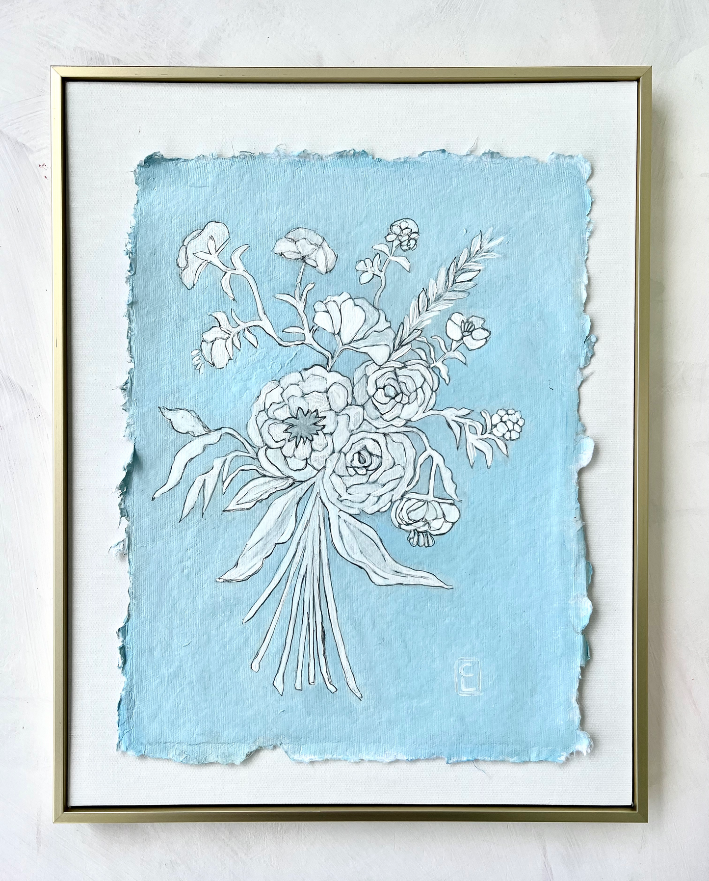 "Fresh Pair of Eyes" original blue floral painting