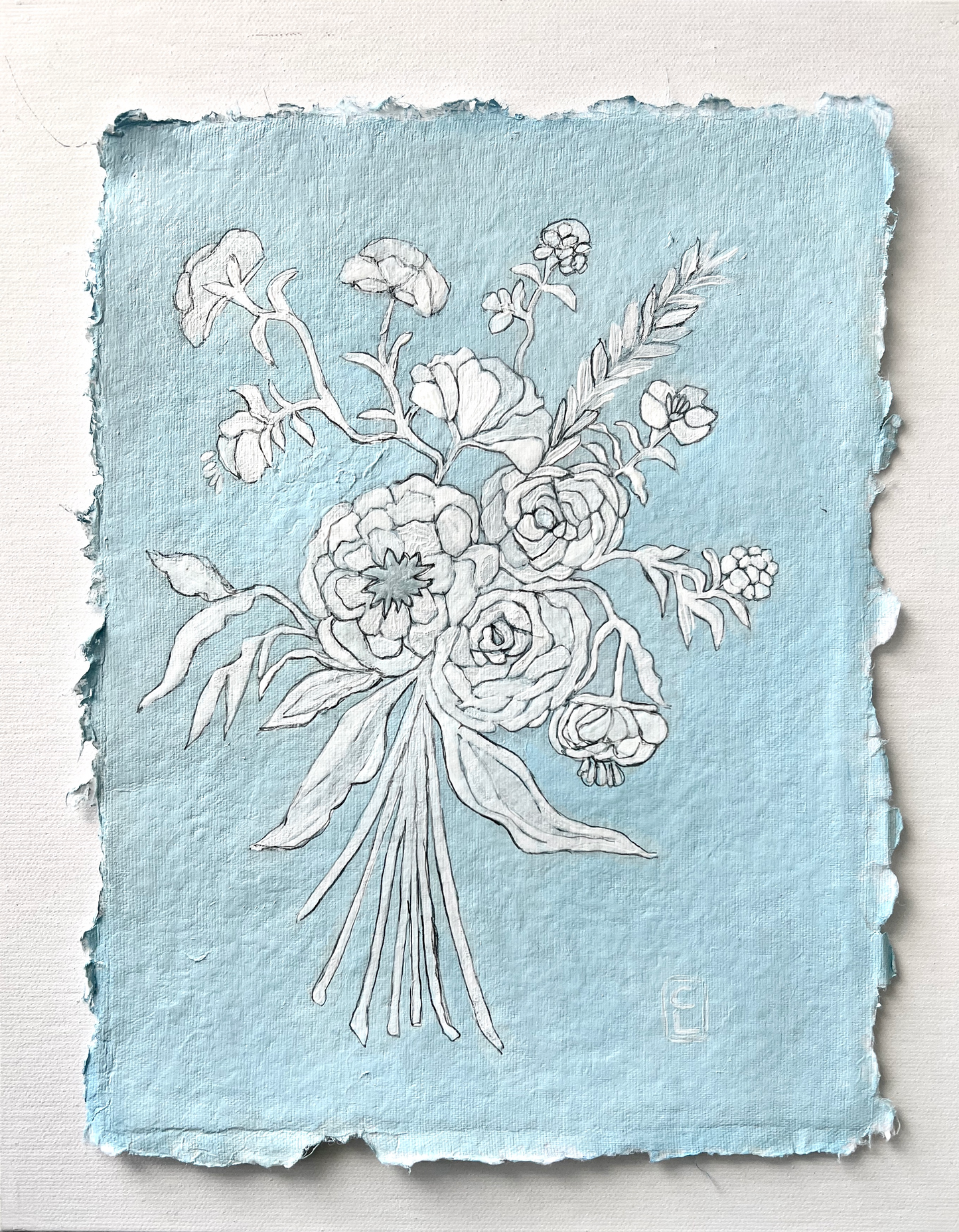 "Fresh Pair of Eyes" original blue floral painting